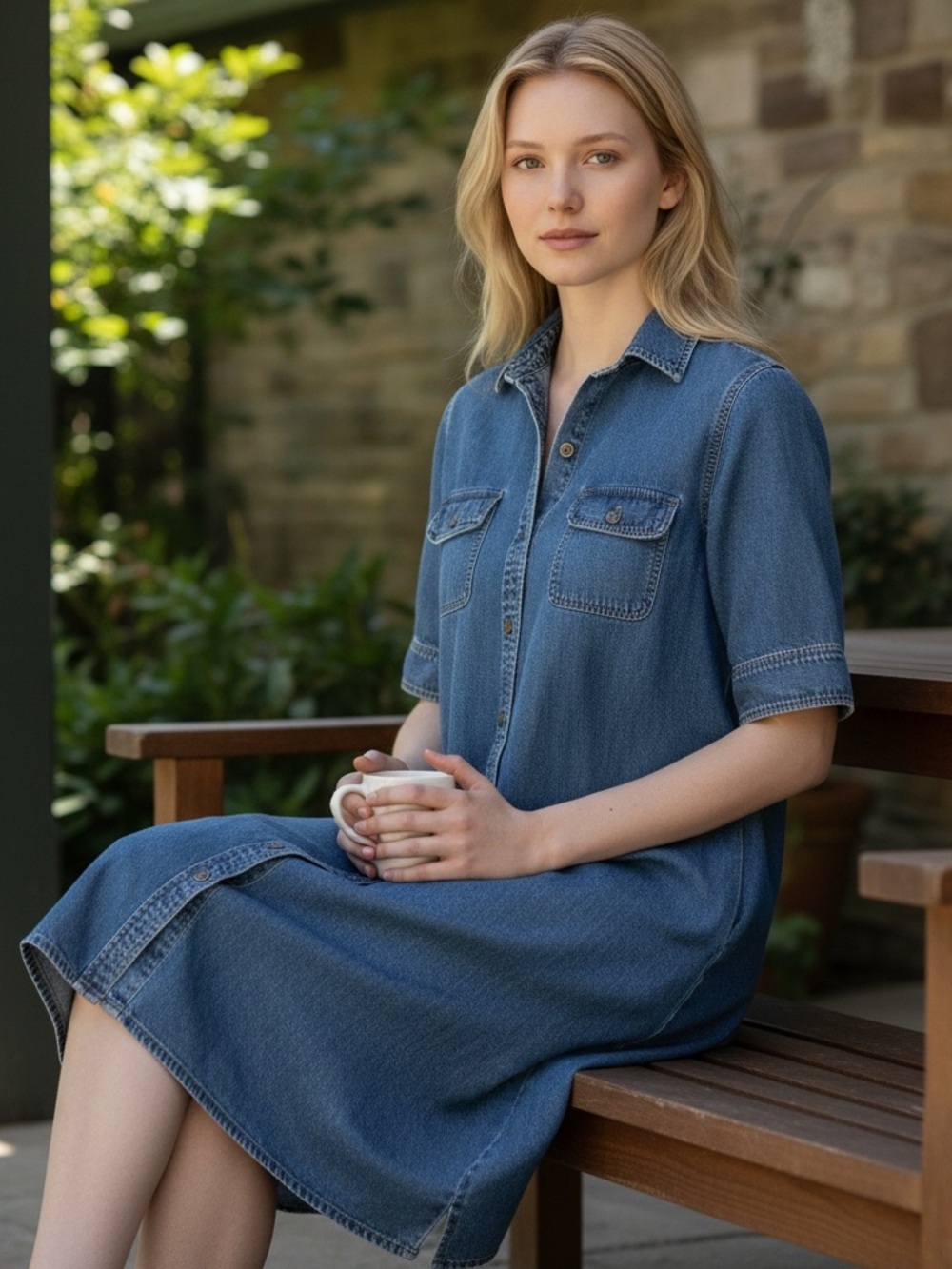 Vintage 90s Lauren Jeans Co Ralph Lauren Denim Dress Button-Down Size M
